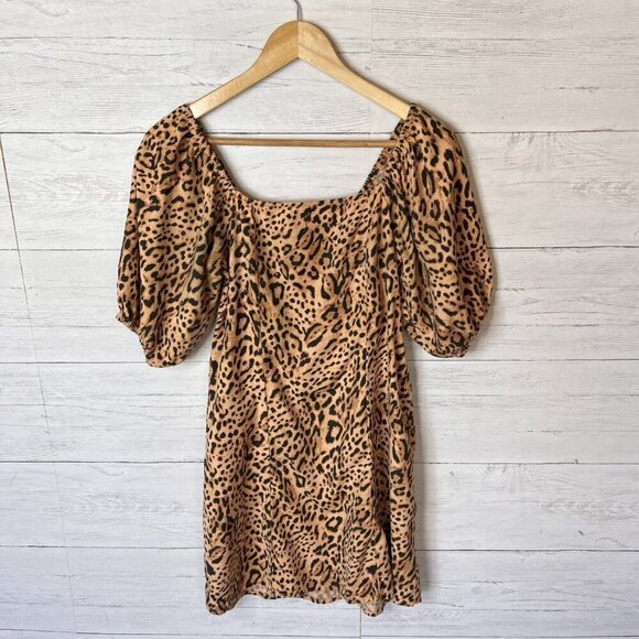 Billabong Dress Womens Size Small Paradise Leopard Print Off the Shoulder Mini - Picture 4 of 16
